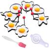 BUOSHUO Stampo per pancake, 7pezzi anello per uovo,anelli per uova in acciaio inossidabile,anelli per uova antiaderenti,anelli d'uovo al piatto,anello per uova stampo pancakes,stampo per uova al piatto con