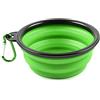 PhoneNatic Ciotola pieghevole per cani in silicone verde, ciotola da viaggio per cani e gatti con moschettone, S, verde, 350 ml