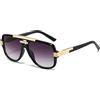 No Name Ltd Bling Double Bridge Beam Rapper Gangster Shades Occhiali da sole per uomo donna Designer Style Trending Chunky Frame Gold Detail Trending Eyewear, Lenti Gradient Grey
