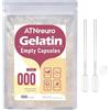 ATNreuro Capsule Vuote di Gelatina Taglia 000 (1000 pezzi), con 2 Microcucchiai, Trasparente, Halal, Compatibile con il Riempitore di Capsule Misura 000