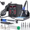 WEP 8786D-I SE Kit stazione saldante aria calda 2-in-1 per ricottura, desoldo con filo di saldatura senza piombo, 5 punte di saldatura, 3 ugelli per aria calda pinzette, pompa per il desoldo (EU Plug)