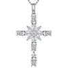 Miaofu Collana Croce 18K placcato in oro bianco per Donna in Argento Sterling 925 con Ciondolo Diamante Simulato, Gioiello Elegante per Donne