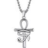 Bestyle Collana Uomo e Donna Croce Acciaio Occhio di Horus e Scarabeo con Ciondolo Croce Uomo Acciaio 50+5cm Regolabile