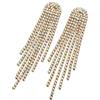 Clearine Bridal Nappe Orecchini da donna Scintillio Strass Cristallo Goccia Lunga Lampadario pendenti Bohemien Iredescente AB Oro fondo