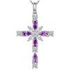 Miaofu Collana Croce 18K placcato in oro bianco per Donna in Argento Sterling 925 con Ciondolo Diamante Simulato, Gioiello Elegante per Donne