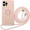 Rokmym Cover per iPhone 13 con cordino in silicone con anello rotante a 360 gradi per iPhone 13 TPU Bumper Cover Cover [Cordino regolabile Lunghezza catena] Custodia per iPhone 13