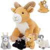 MorisMos Cabre Peluches Giganti, 37cm Mamma con 4 Kawaii Pecore Bambine, Morbido Giocattolo di Peluche Realistico Grande, Regali per Ragazze, Bambini, Compleanno, Natale, Deco