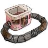 ALLSOPETS Recinto per Gatti con Tunnel Recinto Interattivo Pieghevole per Gatti con Ampia Area di Gioco Tenda Esterna Sicura per Gatti Domestici Piccoli Animali e Cuccioli (Rosa, XL)