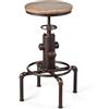 GIANTEX Sgabello da Bar Senza Schienale Braccioli in Bronzo, Sedia Rotonda con Poggiapiedi in Metallo Base, Sedia Regolabile 60-75 cm in Altezza, Vintage Industriale Moderno (Bronzo)