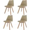 Bricozone Set Di 4 Sedie Per Sala Da Pranzo Ufficio Ideale Per Soggiorno Sala Riunione Con Gambe In Faggio Legno Massello Massiccio Stile Nordico Scandinavo Seduta Comoda Imbottita (Beige)