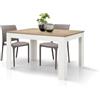 PAZZO DESIGN Tavolo Allungabile Ginevra, Piano Rovere Rustico, Gambe Bianche, Tavolo Cucina, Tavolo Soggiorno, Made in Italy, 140 x 90 x h77 cm - id_1991