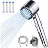 LENDOO Doccino per Doccia,Soffione Doccia Alta Pressione con tubo 1.5M | 4 Modalità di Spruzzo Soffione Doccia Anticalcare con 4 Sostituibile Filtro Doccia con Potente de Pulverización (Argento)