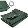 KADAX Telone Impermeabile 6x8 m da 90 g/m² con Occhielli per Esterno, Telo Occhiellato per Copertura di Legna, Piscine e Mobili da Giardino (Verde)