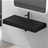 maimai Mai & Mai Lavabo da Appoggio 100x48x10cm, Lavabo Bagno Sospeso Lavandino Bagno Rettangolare Colossum810 Marmo fuso, Nero Opaco