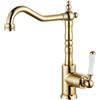 EGTink Rubinetto Lavello Cucina Dorata Miscelatore Cucina Alto Rubinetto da Cucina Girevole a 360° In Ottone Anticato Miscelatore Monocomando da Bagno