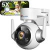 Ctronics 5X Zoom Ottico Telecamera Wi-Fi Esterno, WiFi 2,4/5GHz IP Videocamera Sorveglianza, Auto Tracking & Rilevamento Umano, Visione Notturna a Colori 30M, Audio Bidirezionale, 3 Metodi di Install
