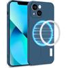 MyGadget Cover [ MagSafe ] per Apple iPhone 13 Mini - Custodia in Silicone Morbido a Doppio Strato - Case con Protezione Fotocamera & Fodera Interna - Blu Scuro