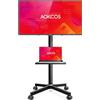 AOKCOS Supporto per TV da 32 a 65 pollici, carrello TV con vassoio, supporto per TV regolabile in altezza, supporto mobile con ruote, carrello per TV fino a 40 kg, max. VESA 400 x 400 mm (nero)