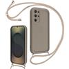 Coalbooliy Cover per Samsung Galaxy S25 Ultra 5G 6,8 con Cordino per Cellulare, Custodia Silicone con Regolabile Collana Sottile Morbida Case Protezione della fotocamera Antiurto con Necklace, Cachi