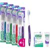 GUM Spazzolino manuale GUM ORTHO | Setole morbide a forma di V | Ideale per apparecchi ortodontici | Manico antiscivolo | Cappuccio da viaggio | 4x1 pezzi (con 2 campioni omaggio)