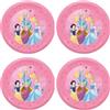 Procos - Piatto Disney Princess, plastica, 4 pezzi, riutilizzabile, stoviglie per feste di compleanno o a tema, principessa