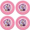 Procos - Piatto di plastica Minnie Mouse Junior, 4 pezzi, riutilizzabile, stoviglie per feste di compleanno o a tema, Mickey