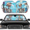 Blueshyhall Parasole per auto con teschio, motivo scheletro, protezione solare per auto, copertura anteriore in pellicola di alluminio con ventosa, per auto Sunshade divertente estate per auto (137 x