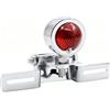 Biqing 1pc Moto Fanale posteriore Rosso, 12v Moto Freno Stop Running Luce Lampada con Porta Targa Moto Fanale posteriore in Lega di Alluminio Argento per Chopper Bobber Cafe Racer Bike