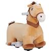 AIYAPLAY Cavallo a Dondolo Elettrico 6V per Bambini da 18-36 Mesi con Musica e Ruote, Cavalluccio a Dondolo Cavalcabile in Poliestere, 69x34x53cm, Marrone