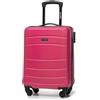 WITTCHEN Valigia da Cabina Trolley Bagaglio a Mano Valigia a rotelle Valigia piccola Trolley guscio duro in ABS con 4 ruote spinner Serratura a combinazione Maniglia telescopica Globe Line rosa