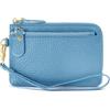 PORRASSO Pelle Portamonete Mini Portafoglio Donna Portatile Coin Bag PU Porta Carte di Credito con Cinturino da Polso Blu Azzurro