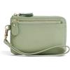 PORRASSO Pelle Portamonete Mini Portafoglio Donna Portatile Coin Bag PU Porta Carte di Credito con Cinturino da Polso Verde Chiaro