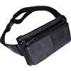 Xieben Marsupio in pelle Marsupio per uomo Donna Outdoor Travel Caccia Escursionismo Campeggio Hip Bum Cintura Borsa per cellulare Borsa per portafoglio Nero