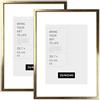 JUNOMI® Set 2 cornici 29,7x42 cm (A3) in legno color oro | Cornice per poster con vetro acrilico infrangibile | Montaggio a parete verticale e orizzontale | Profilo sottile
