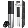 VINAK - Cavatappi elettrico ricaricabile in acciaio inox incluso batteria ricaricabile integrata + cavo USB C + tagliacapsule + spirale teflonata | Design moderno | Apribottiglie senza sforzo