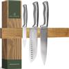WALDWERK Barra magnetica con coltello (40 x 5 cm) - Barra in pregiato legno di acacia - Portacoltelli magnetico per coltelli pesanti