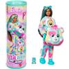 Barbie - Good Vibes Bear, bambola Cutie Reveal Care Bears Serie 2 con costume in peluche e mini orso, 10 sorprese e accessori con effetto cambia colore, giocattolo per bambini, 3+ anni, JFV62