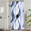Uiiooazy Tenda Doccia Antimuffa, Uiiooazy Tenda da Doccia Piccola 90x180cm Blu Righe Sfumata Grigio Banda Gradiente Tende da Bagno Tessuto Lavabile Impermeabile Poliestere Tende per Vasca da Bagno con 6 Anelli