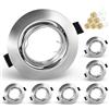 KEJIYILT Set di 6 faretti da incasso GU10, orientabili, 230 V, in acciaio inox spazzolato, faretti da soffitto rotondi, con attacco per LED GU10 o alogeni