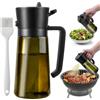 Byitin 2-in-1 Spruzzatore Olio, 470ml Spruzzino Olio per Friggitrice Aria, Light-Blocking Vetro Nebulizzatore Dosatore Olio con Spazzola, Dispenser Oliera Spray per Cucinare