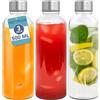 HEFTMAN Bottiglie in vetro con tappo - Confezione da 3, 500 ml Bottiglie vuote in vetro ermetiche, a prova di perdite, con tappo in acciaio inossidabile - Bottiglie per acqua, frullati, succhi con