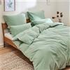 Blumtal Biancheria da Letto Stone Washed 155x220cm Lino e Cotone 80x80cm Alternativa Mussola Set Copripiumino 155x220cm + 80x80cm - Summer Green - Verde