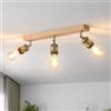 LVWIT Faretti LED da Soffitto Orientabili Retrò, Faretto da Interno con 3 Lampadine LED E27, Base di Legno, Faretti Soffitto Retrò per Barra, Salotto,Cameretta, Cucina (Lampadine Escluse)