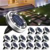 btfarm 16 Pezzi Luci Solari da Giardino, 8 LEDs Faretti Sepolta Solari a Led da Esterno, IP65 Impermeabile Lampade Solare da Terra per Prato Vialetto Strade Paesaggio, Bianco Freddo