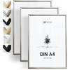 Heimlich® - Cornice per foto - A4 21x30 cm, Alluminio, Argento, Confezione da 3 - Cornici per certificati e diplomi con copertura in foglio di plastica - Montaggio a parete o da tavolo
