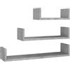 vidaXL 3X Mensole a Muro Robuste Resistenti Moderne Espositori Libri CD Scaffali a Sospensione Mobili Pensili Grigio Cemento in Truciolato