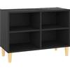 vidaXL Mobile TV con Gambe in Legno Massello Nero 69,5x30x50 cm