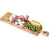 Mottinox Vassoio in Legno Aperitivo, 3 Vaschette, Ciotole Estraibili, Legno di Faggio,50 x 12 x 2 h cm