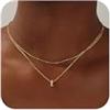 TINGN Collana da donna a strati con lettere, placcata in oro 14 carati, con lettere personalizzate, con ciondolo a forma di lettera A-Z, piccola collana a forma di monogramma d'oro, per donne e