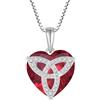 YL Collana Cuore Nodo Celtico in argento 925 con Pera Ciondolo rubino in pietra di nascita di luglio per Donna